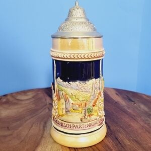 VTG German Gerz Beer Stein Garmisch-Partenkirchen Pewter Lid 1936 Olympics ~9”